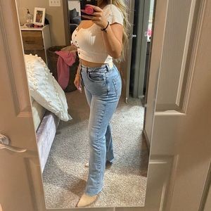 NWT Zara Slim Flared Slitted High Rise Jeans